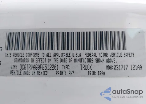 2015 Ram Promaster 1500 Low Roof z USA, uszkodzony, nr VIN 3C6TRVAG0FE512201